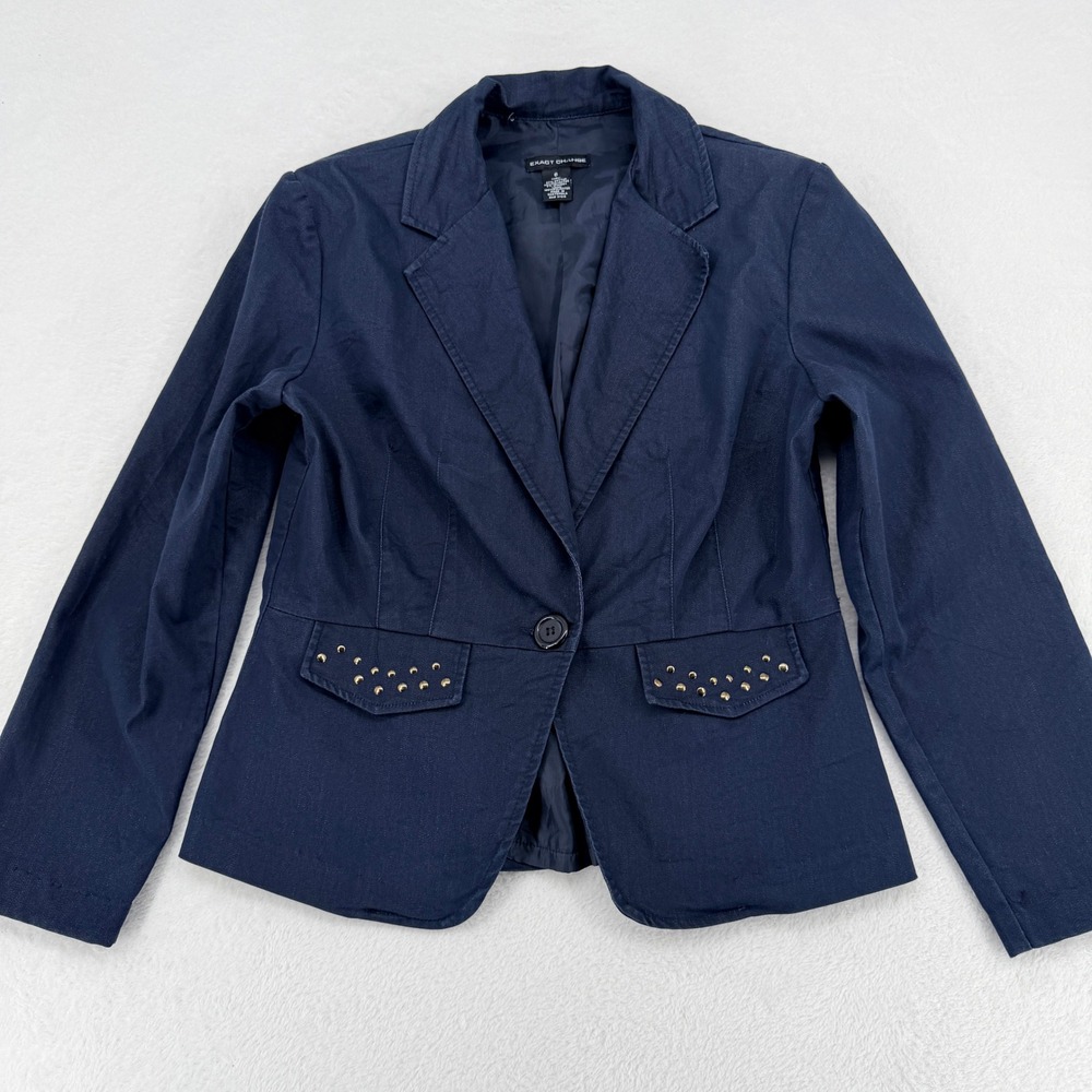 Exact Change Studded Pocket Blazer Gray Size 6